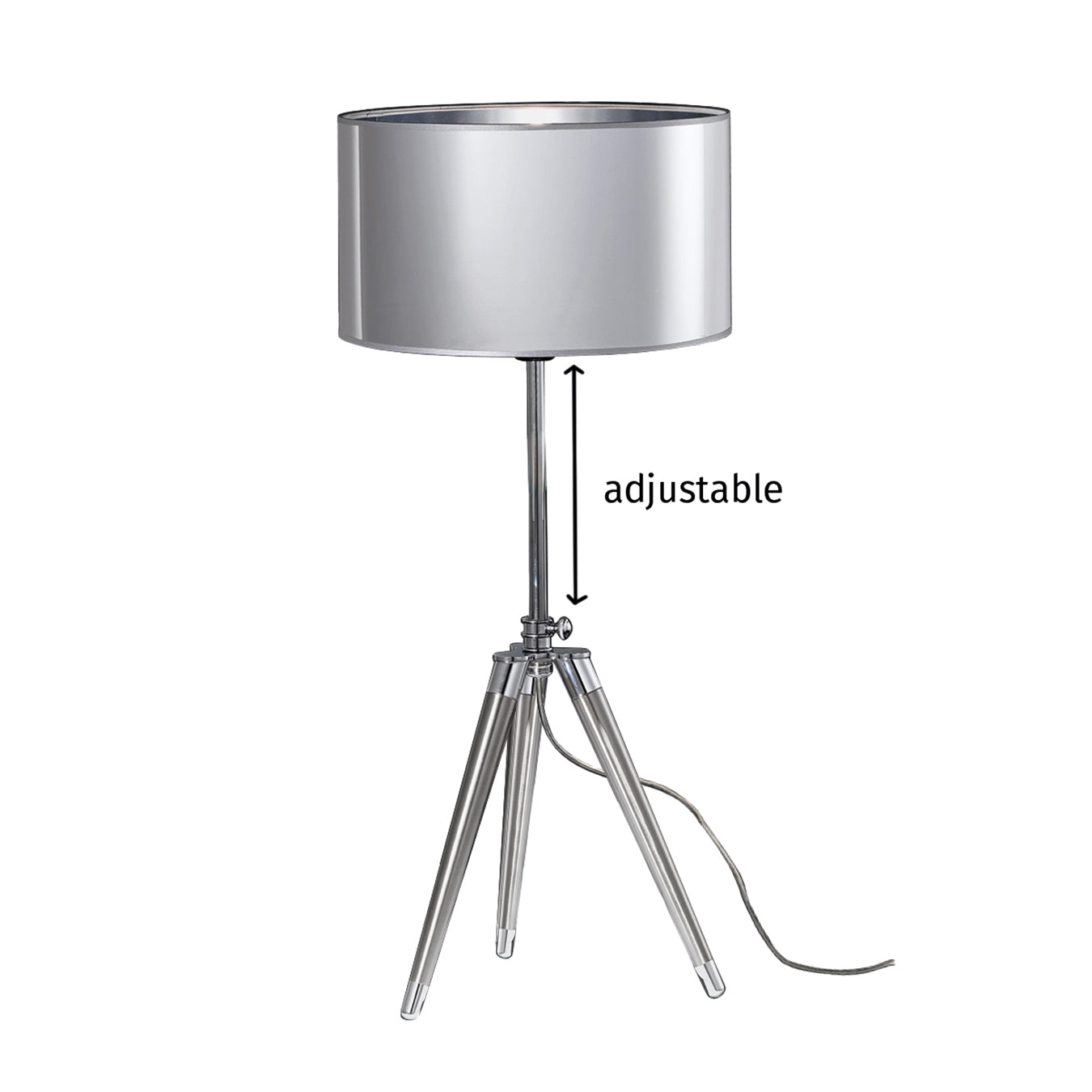 Chrome tripod table lamp